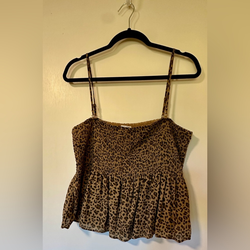 AEO Leopard Print Baby Doll Cami, Size XL